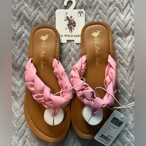 U.S. Polo Assn. Women's Braided Pink Sandals
